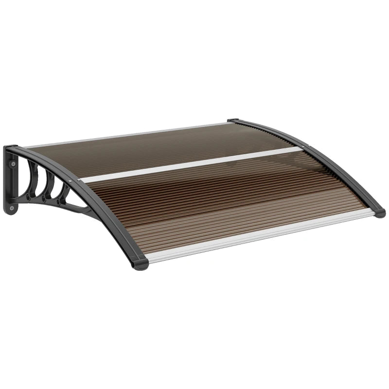 Brown Front Door Canopy Awning – Durable Aluminum Frame & Waterproof Polycarbonate 100x75cm