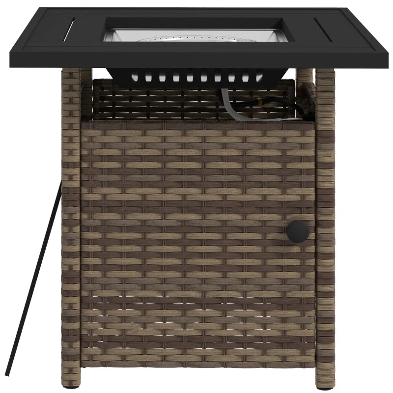 Durable Brown Fire Pit Table with 50,000 BTU Heat and Cover, 72.5x72.5cm