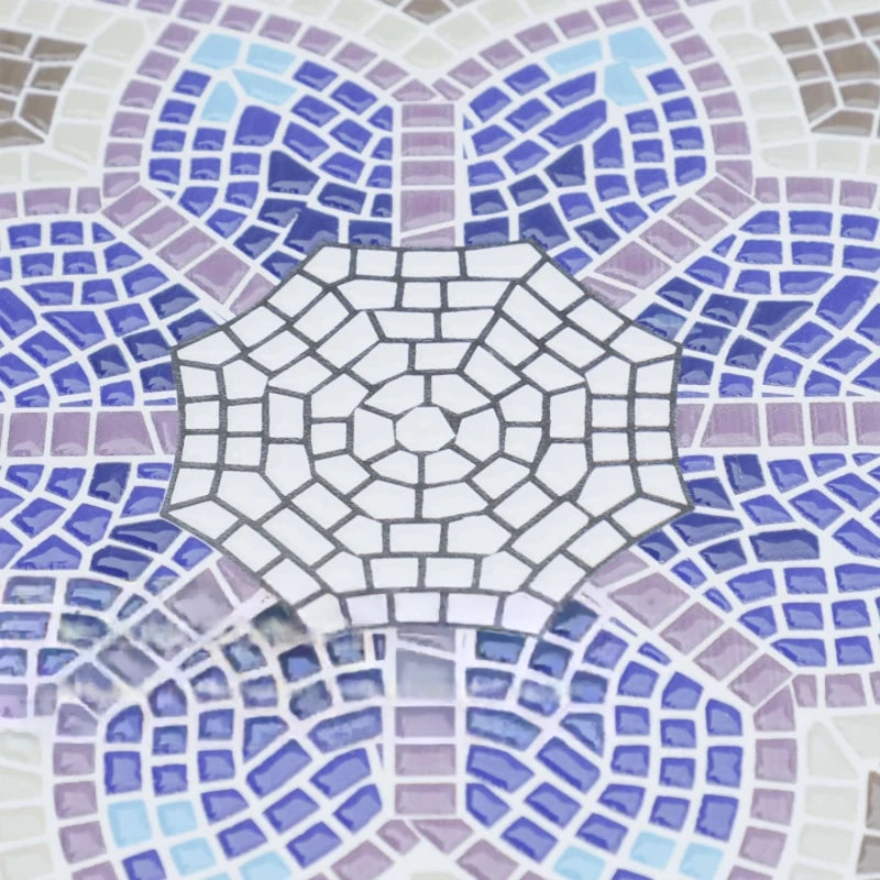 Outdoor Mosaic Round Garden Table, 60cm Ceramic Top Patio Bistro Coffee Side Table