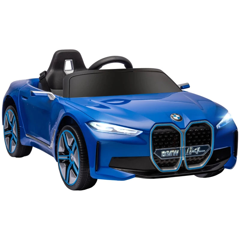 12V Licensed BMW i4 Kids Ride-On Car with Remote & LED Lights – Blue Color