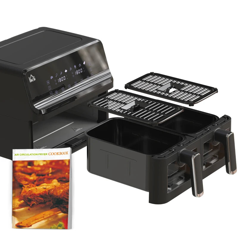 8L Dual Basket Air Fryer, Oil-Free Cooking, Sync Finish, 2500W