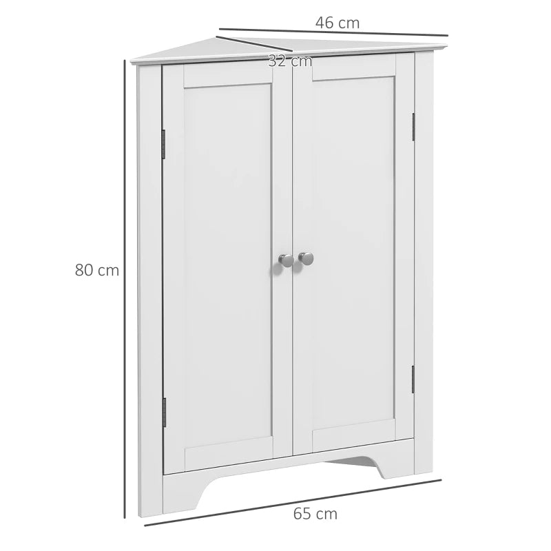 Corner Bathroom Cabinet, Freestanding Triangle Storage with Adjustable Shelf