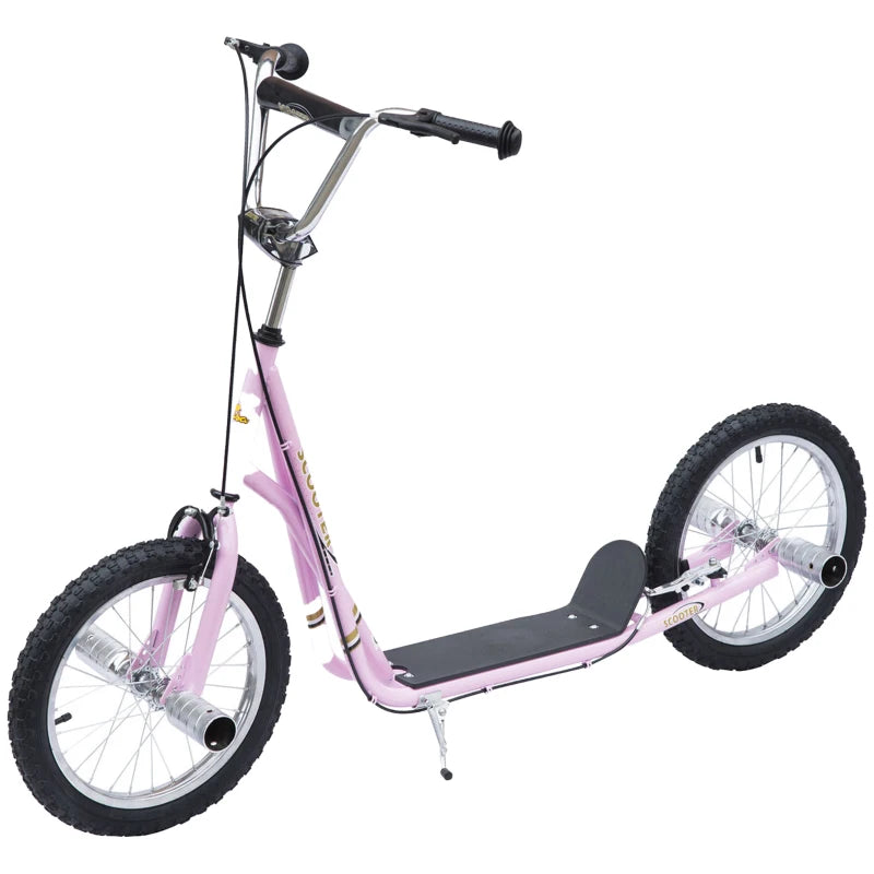 Kids Stunt Scooter with Large 16" Wheels, Adjustable Height & Dual Brakes – Pink