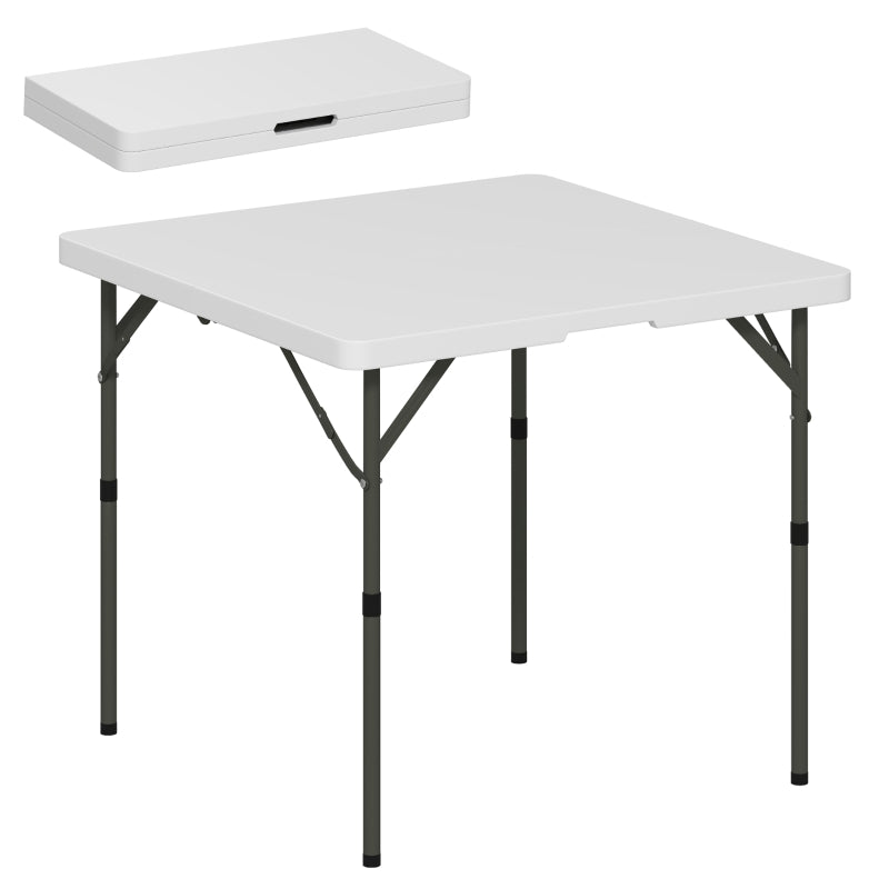 Folding Camping Table with Handle – 34/74cm, White
