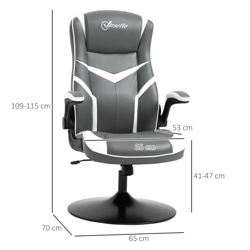 Grey Ergonomic Gaming Chair – Adjustable Height, Swivel & PVC Leather