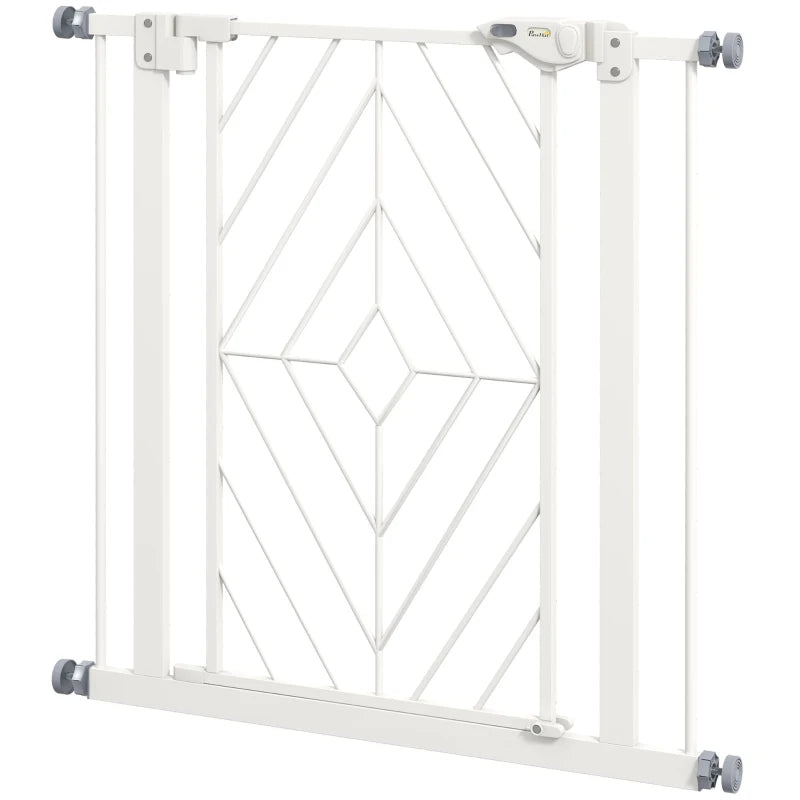White Dog Gate, Pressure Fit, Auto Close, 74-80cm