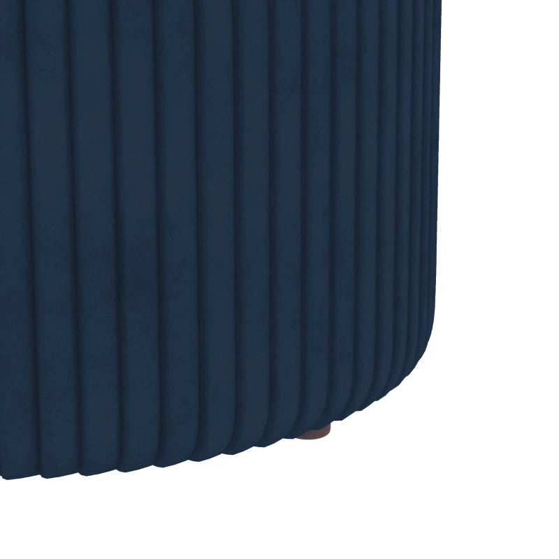 Blue Velvet-Feel Ottoman with Storage – Perfect for Living Room or Bedroom