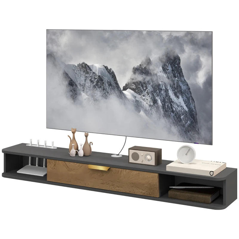 Floating TV Stand 140cm, Storage Included – Charcoal Grey