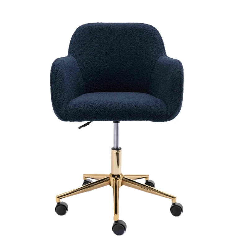 Executive Swivel Office Chair, Ergonomic, Adjustable Height, Gold Legs, Blue