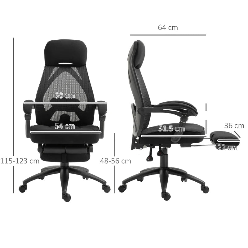 Black Swivel Desk Chair – High Back, Adjustable Height & Footrest
