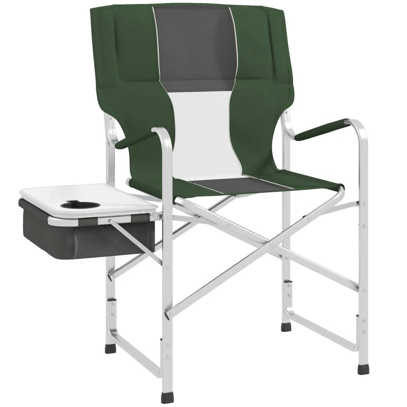 Portable Camping Chair – Folding Aluminium with Cooler Table, Green