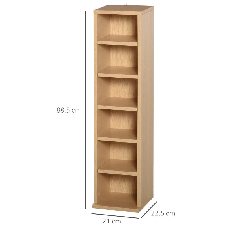 Blu-Ray/CD/DVD Storage Towers Set of 2, Natural Wood Shelving Unit