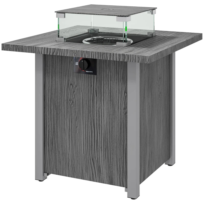 Patio Gas Fire Pit Table 50,000 BTU with Cover, Dark Grey Outdoor Heater