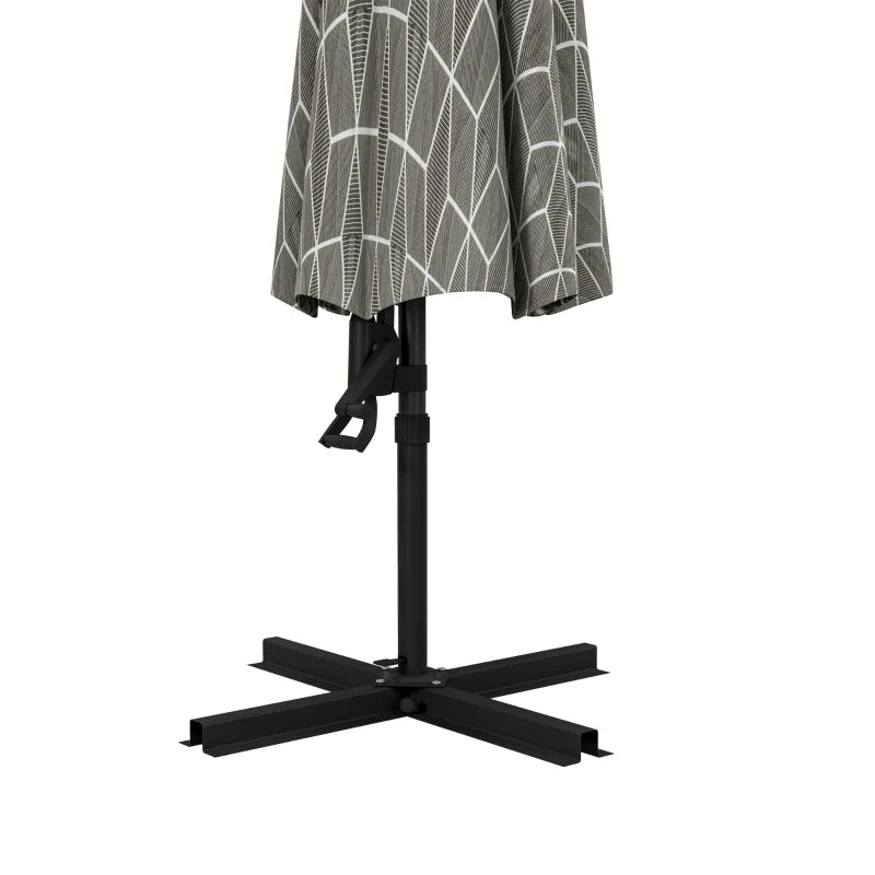 Hanging Patio Umbrella 3m with 8 Ribs, Crank Handle, and 360° Rotation, Black/White