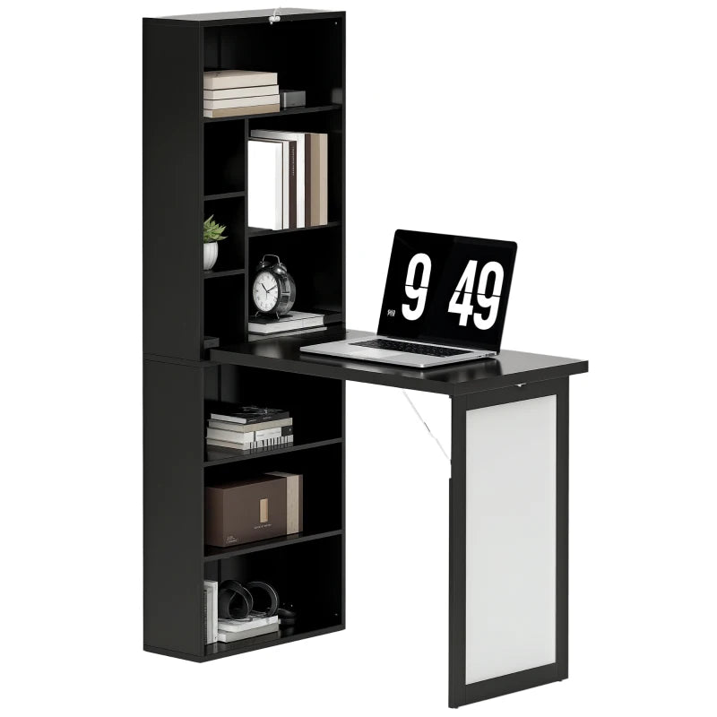 Black Work Desk with Storage and Writing Board