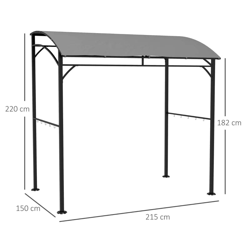 Durable BBQ Grill Gazebo Tent with Curved Canopy and Hooks for Outdoor Cooking 2.2x1.5M