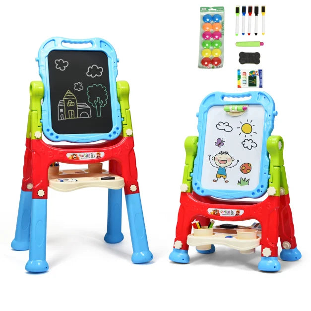 Double-Sided Kids Easel with Magnetic Board for Painting and Art