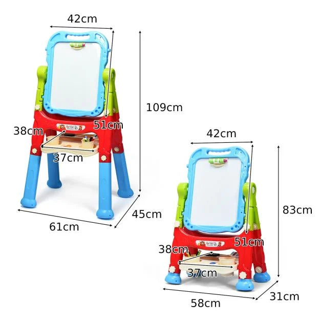 Double-Sided Kids Easel with Magnetic Board for Painting and Art
