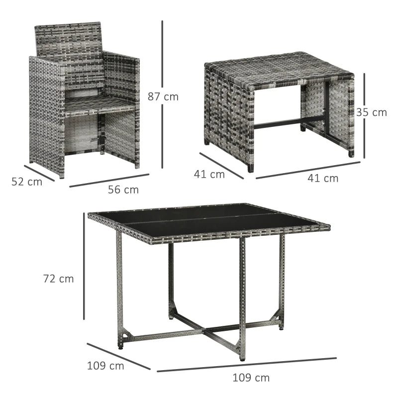 Elegant 8-Seater Patio Furniture Set with Wicker Dining Table and Cushioned Seats