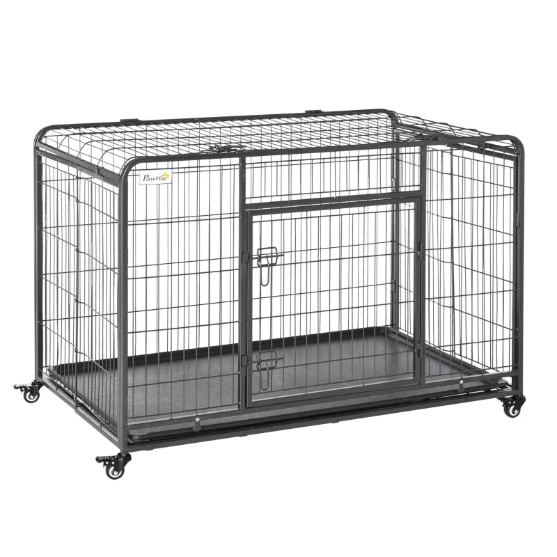 Metal Dog Cage Kennel with Locking Door & Wheels