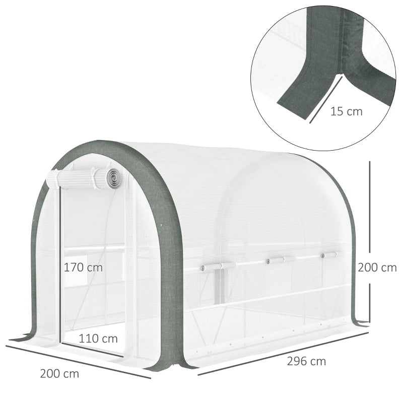 Walk-In Tunnel Greenhouse with Accessories for Garden and Backyard Use White, 3 x 2 m