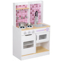 Kids Play Kitchen Set with Realistic Oven, Stove, Sink & Accessories – White Pretend Toy
