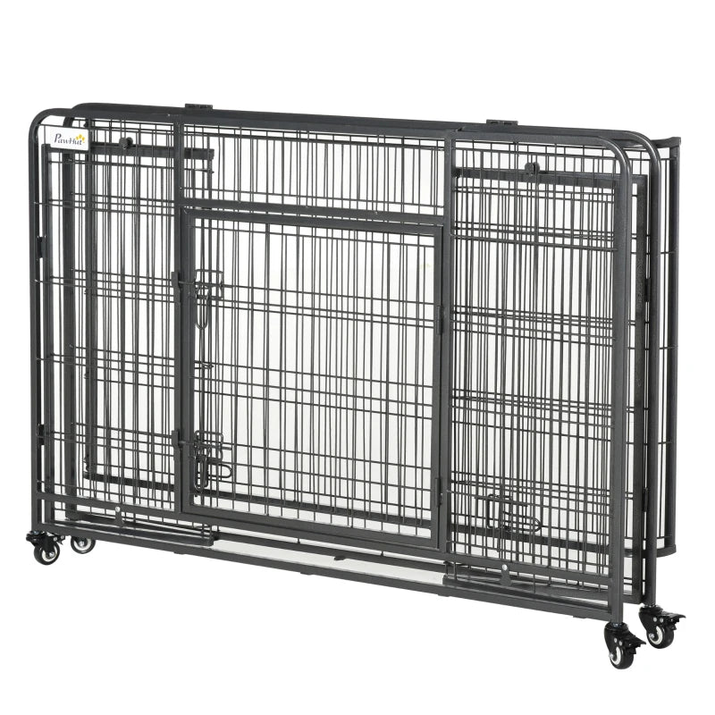 Metal Dog Cage Kennel with Locking Door & Wheels