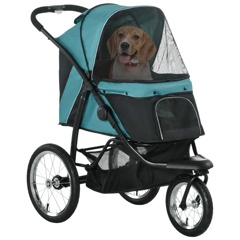 Foldable Pet Jogger Stroller with Canopy – Green
