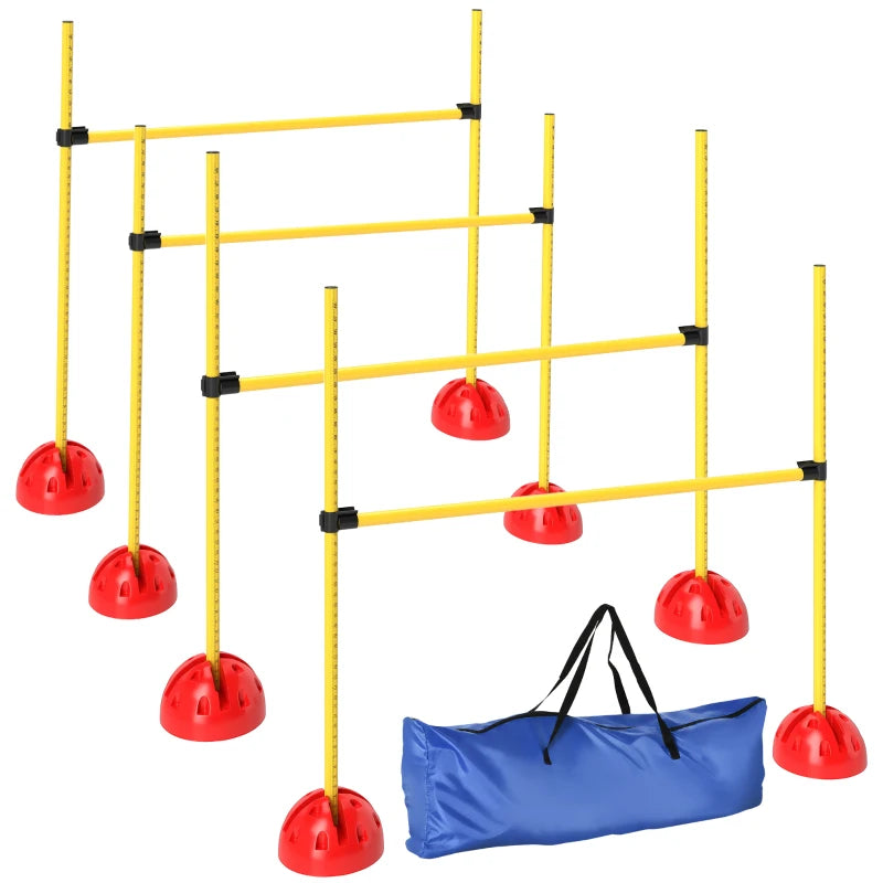 4-Piece Dog Agility Set with 4 Hurdles – Yellow