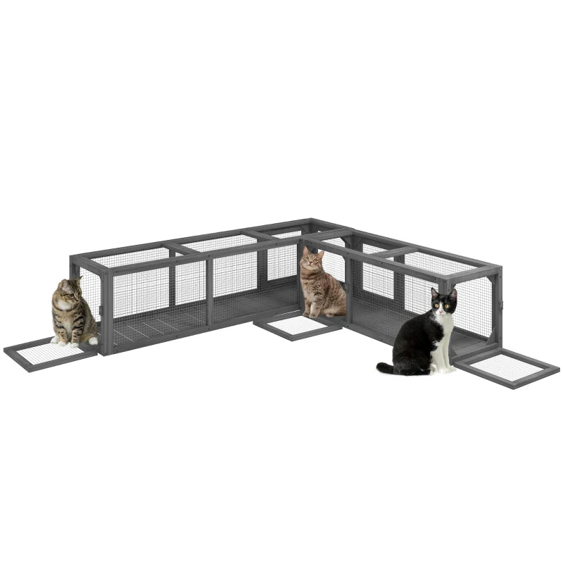 L-Shape Outdoor Cat Tunnel, Dark Grey