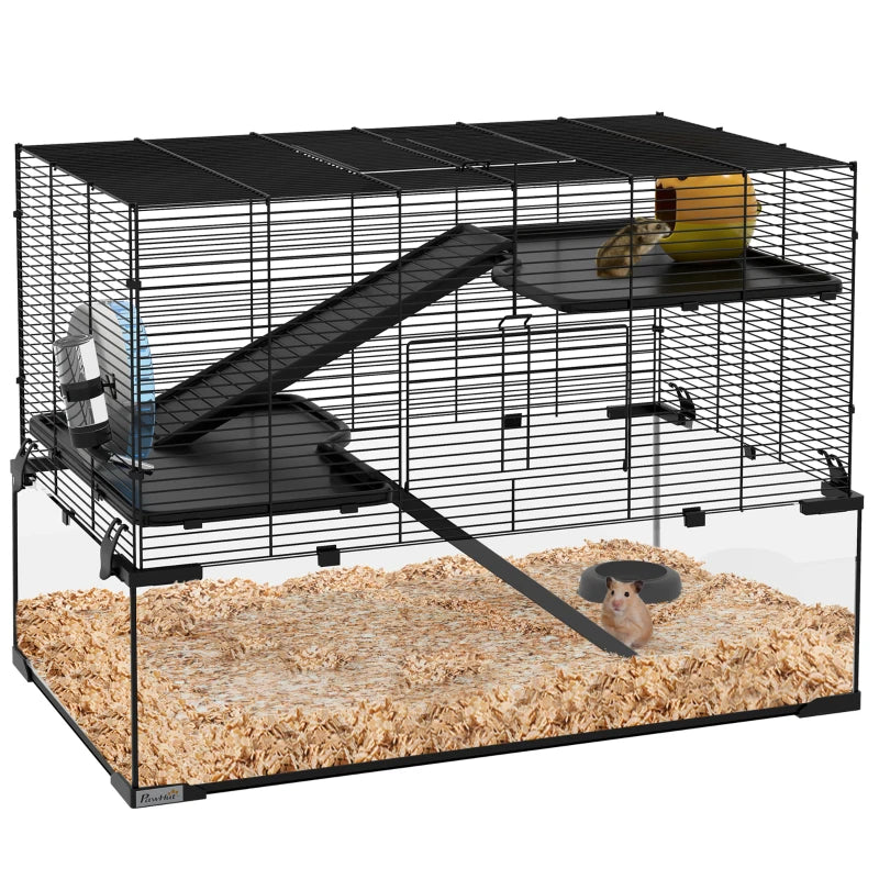 Hamster Cage for Syrian & Dwarf Hamsters with Platforms & Water Bottle