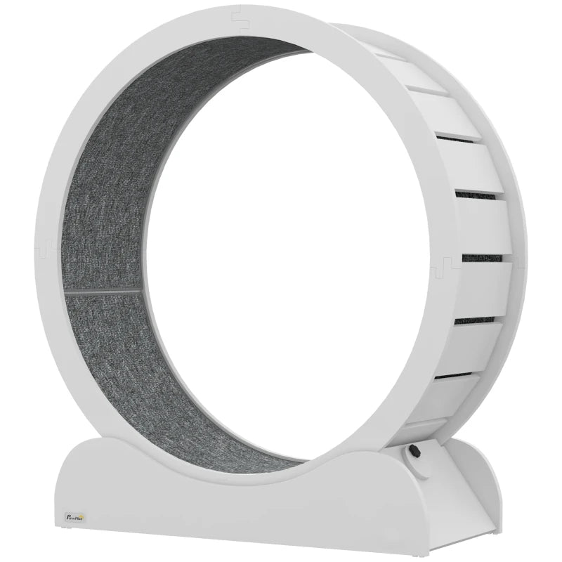 White Wooden Cat Exercise Wheel with Brake – 39.4 Inches