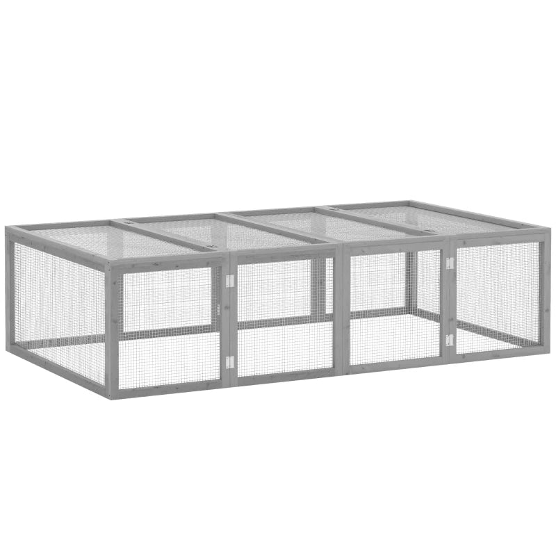 Wooden Rabbit Hutch 6ft – Wire Mesh & Roof Access, Grey