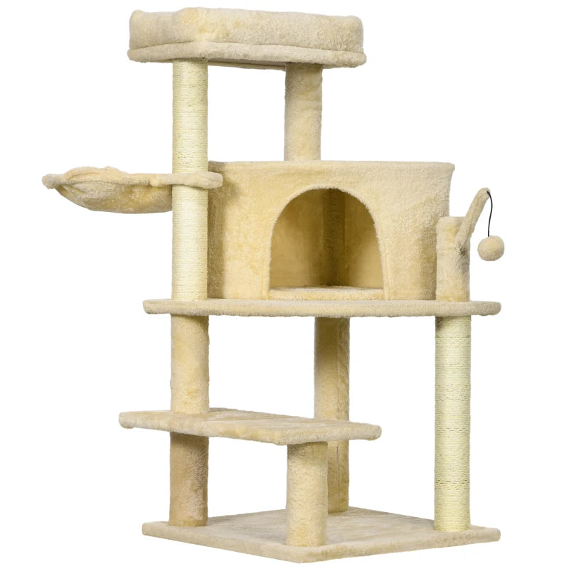Cat Tree Tower 100cm – Cream White Sisal Design