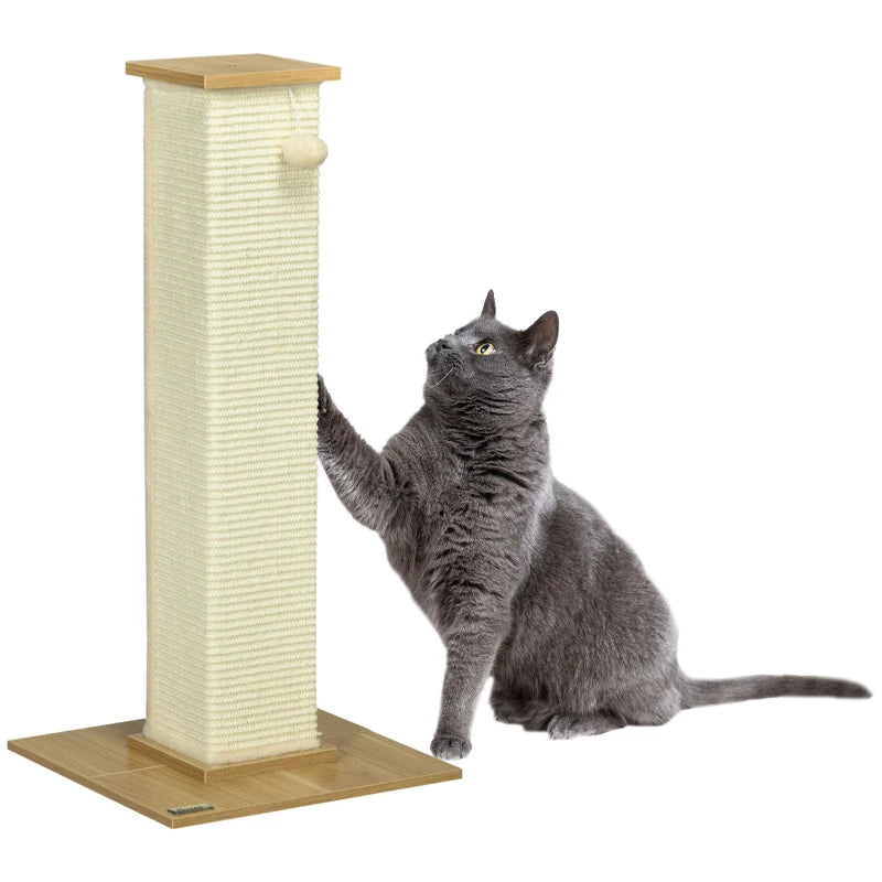 White Sisal Scratching Post 80cm with Toy Ball