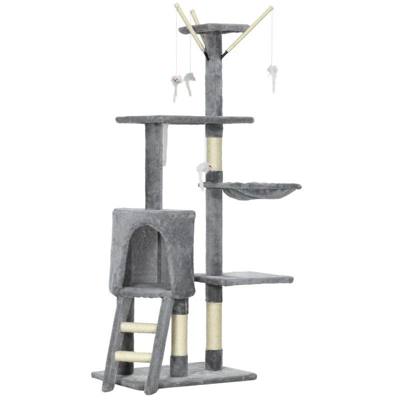 Grey Cat Scratcher & Climbing Tree – 135cm