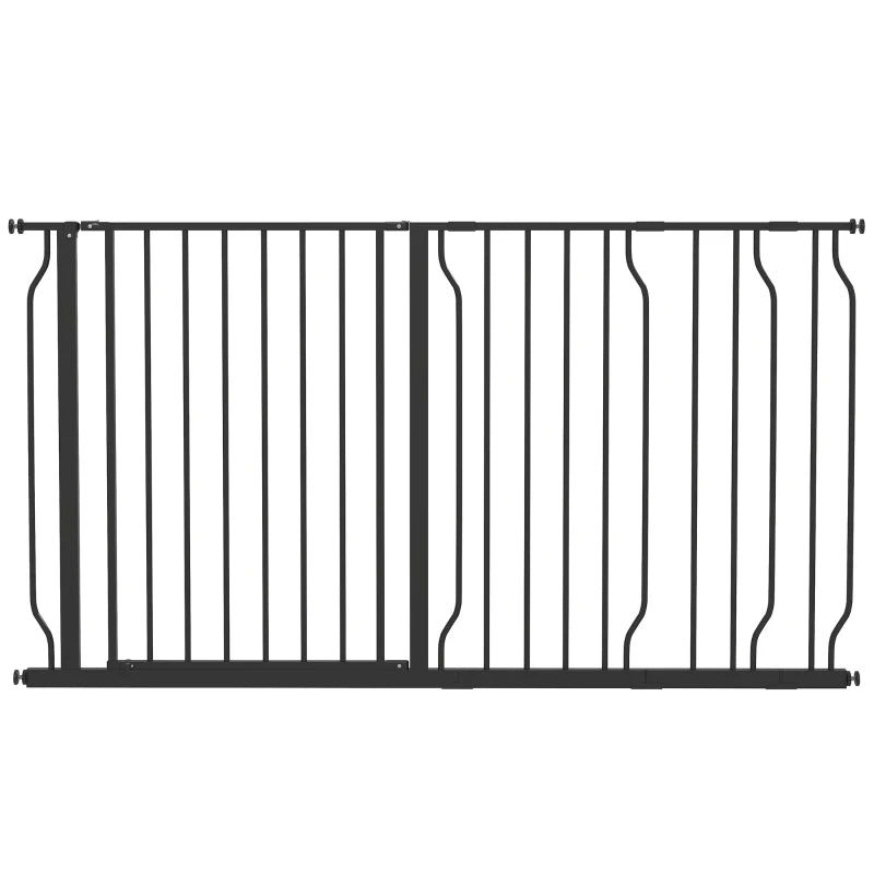 Extra Wide Dog Gate with Door – Pressure Fit, Black