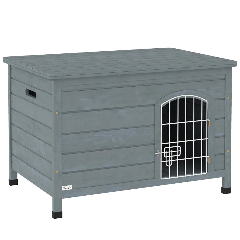 Dark Grey Wooden Dog House for Small Dogs, Open Top