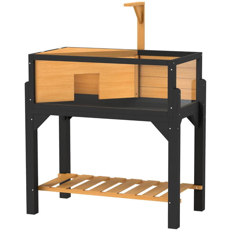 Wooden Tortoise Habitat with Storage Shelf & Lamp Holder