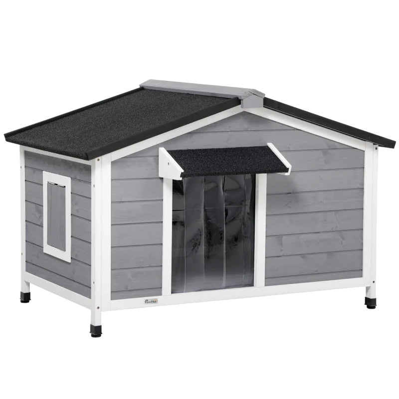 Grey Wooden Dog Kennel Medium Size for Outdoor