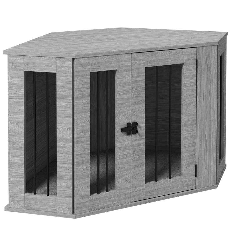 Dog Crate Side Table with Cushion, 2-in-1 Design – Grey