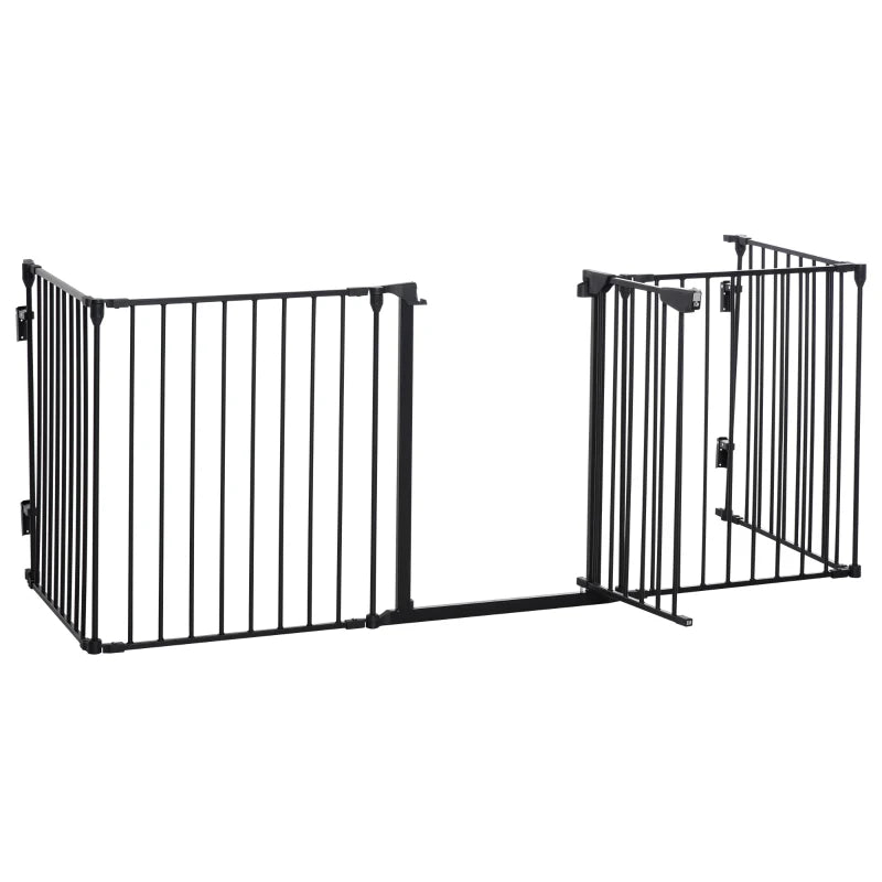 Black Metal Pet Playpen with Walk-Through Door
