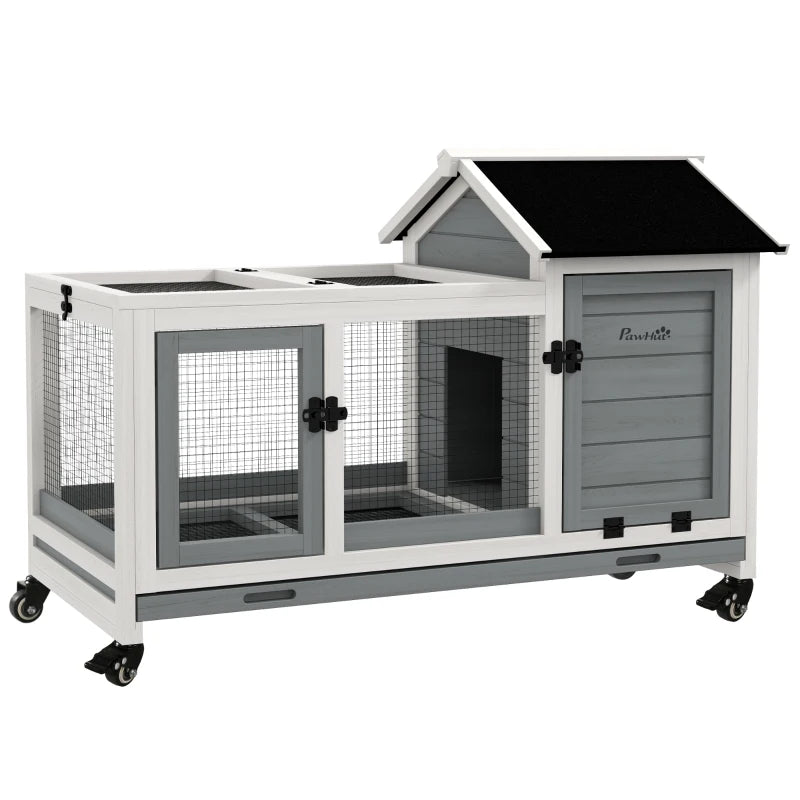 Wooden Rabbit & Guinea Pig Cage with Wheels