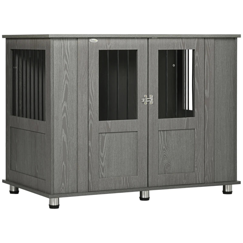 Grey Dog Crate Table with Magnetic Door – Medium/Large Dogs