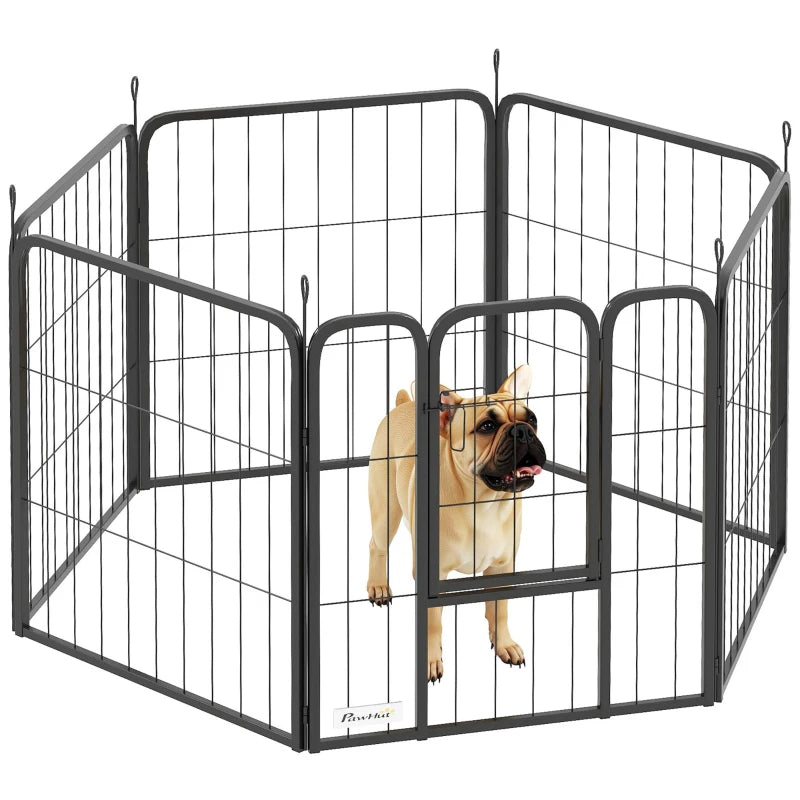 Black 6-Panel Dog Playpen with Door – Small Dogs
