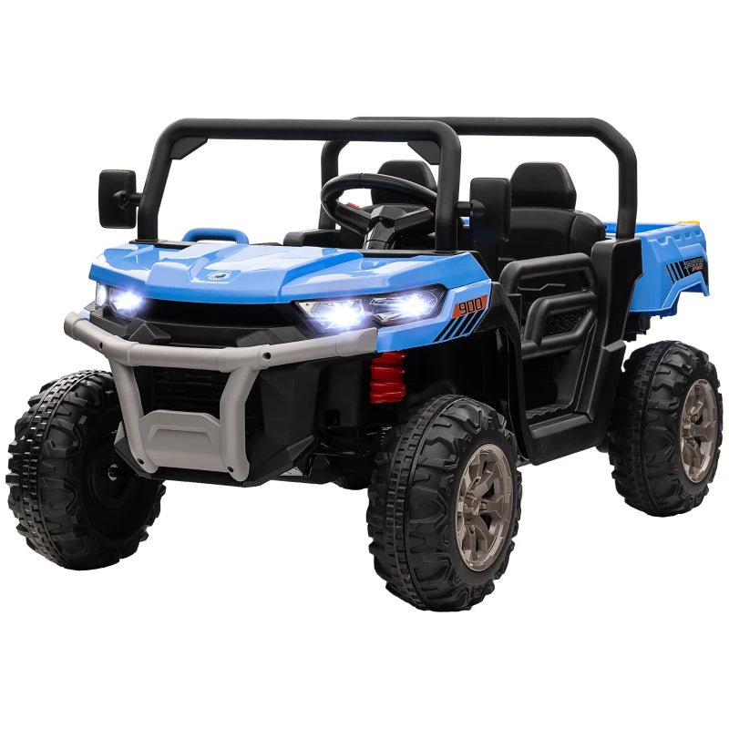 Kids 12V Blue 2-Seater Electric Ride-On Car with Remote Control and Bucket Seat