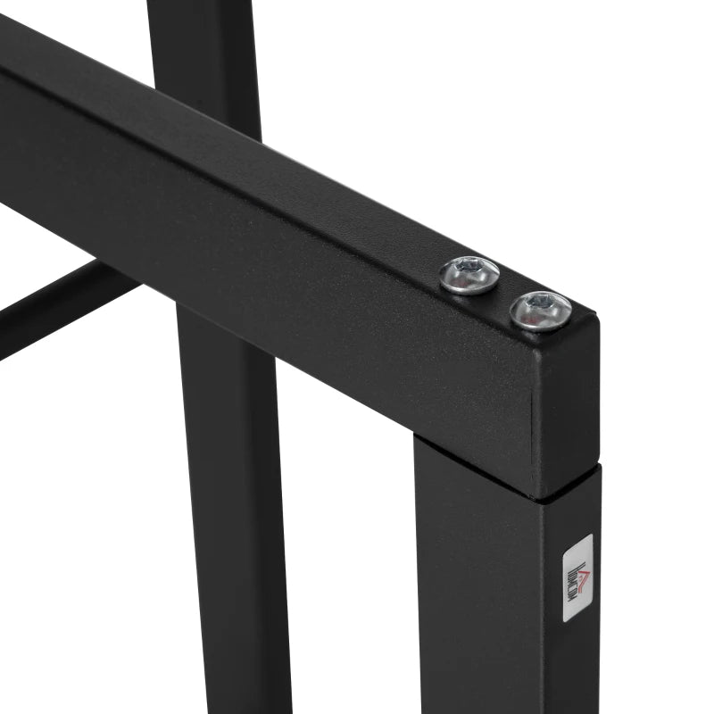 Tall Metal Firewood Log Holder with Side Rails, Rust-Resistant, Black, 40x25x100 cm