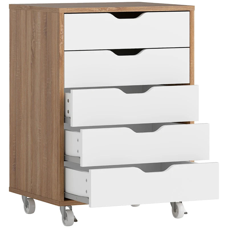 Brown Filing Cabinet Oak with Mobile Drawer Storage