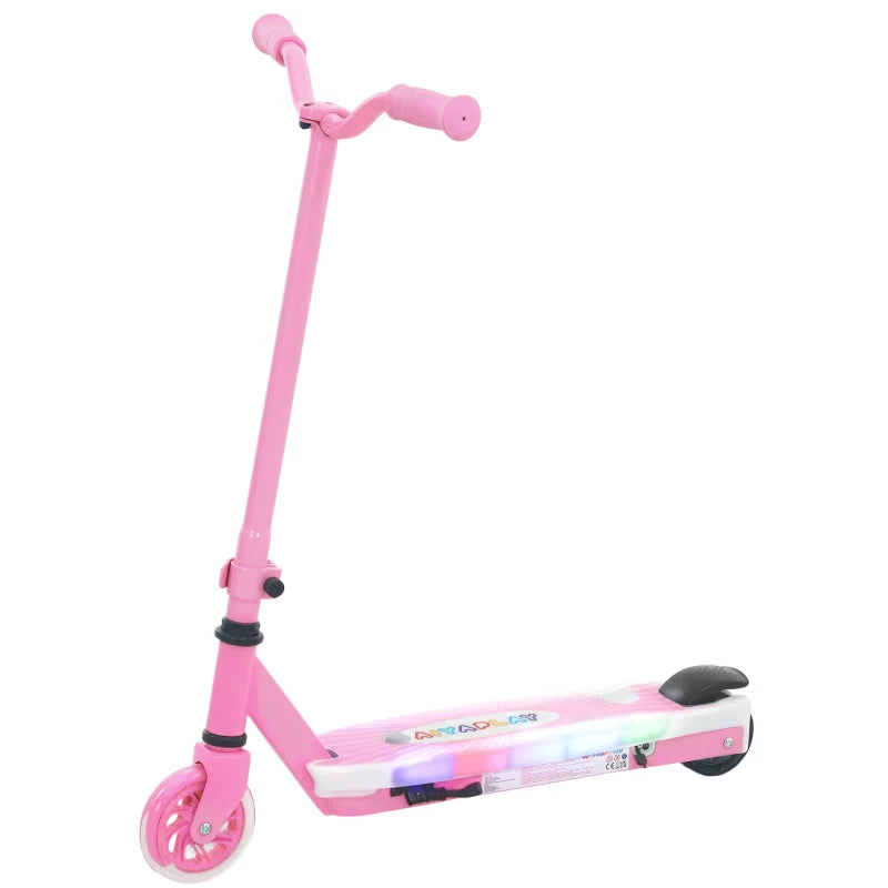 Pink Electric Scooter for Kids 4-7 – LED Lights, Rear Wheels, Safe & Fun Ride