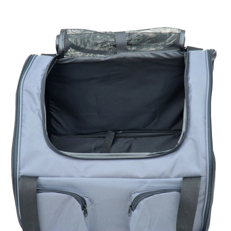Grey Portable Pet Carrier Tote – Folding Travel Cage for Cats & Dogs